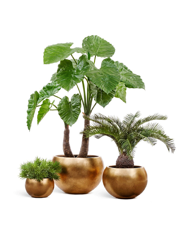 Кашпо Эффектори Металл полусфера сусальное золото_6