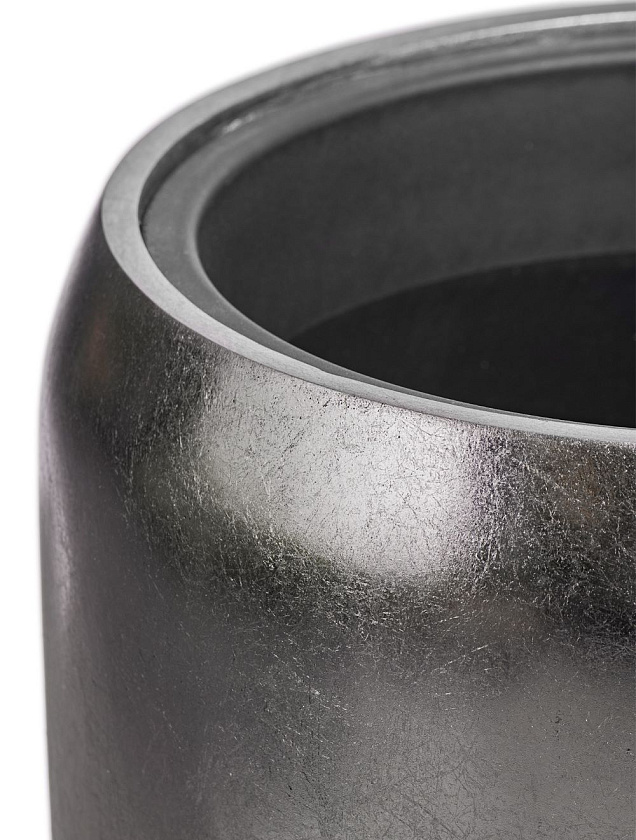 Кашпо Эффектори Металл высокий округлый конус стальное серебро_4