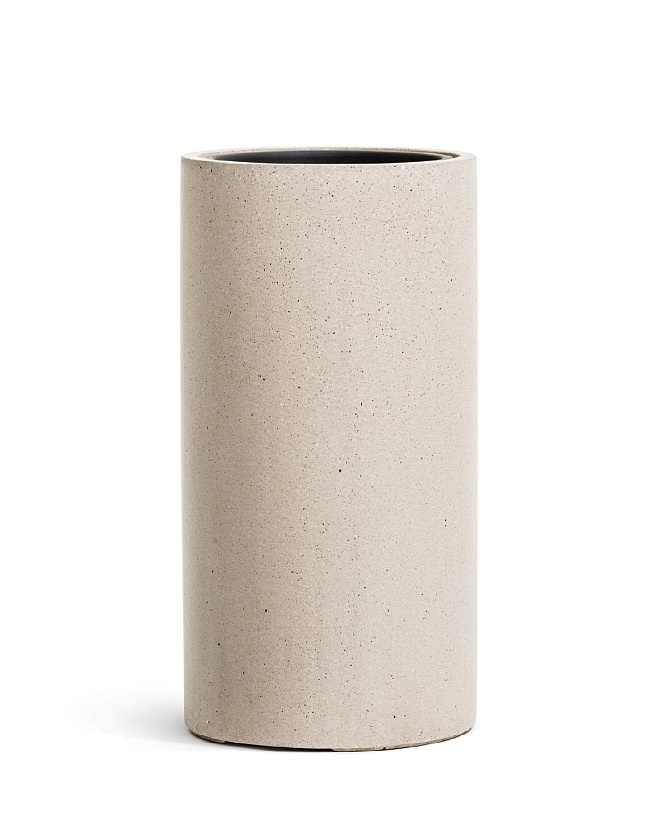 Кашпо Эффектори Бетон высокий цилиндр белый песок_2