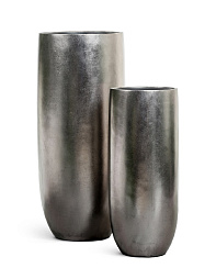 Кашпо EFFECTORY METALL высокий конус GIANT стальное серебро