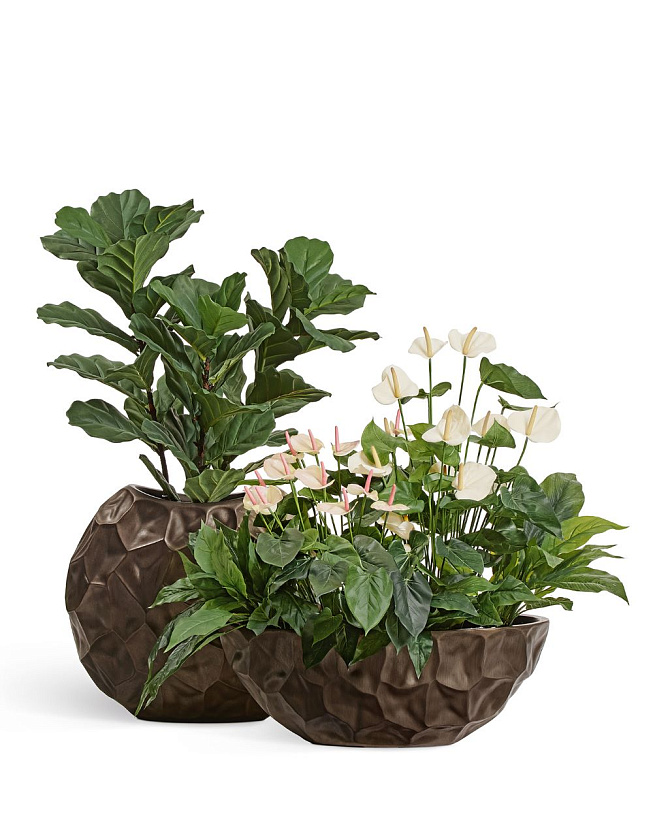 Кашпо Эффектори Металл Высокая лодка Дизайн Крамбл Черненая бронза_4