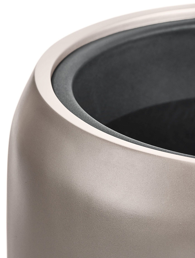 Кашпо Эффектори Металл высокий округлый конус лаковое темное серебро_4
