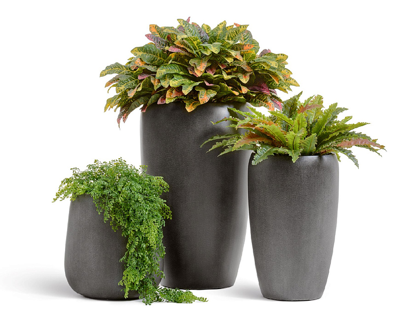 Кашпо Эффектори Бетон Высокий округлый конус Тёмно-серый бетон_5