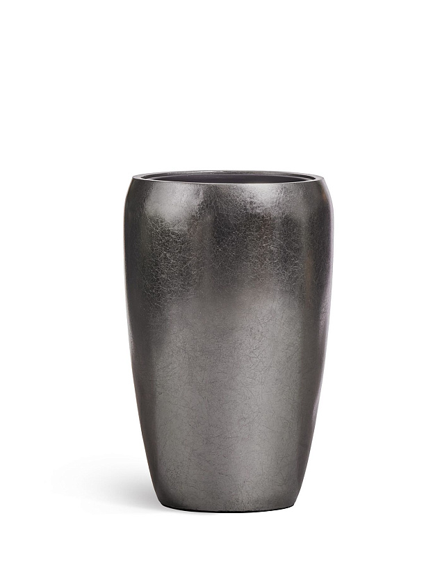 Кашпо Эффектори Металл высокий округлый конус стальное серебро_5