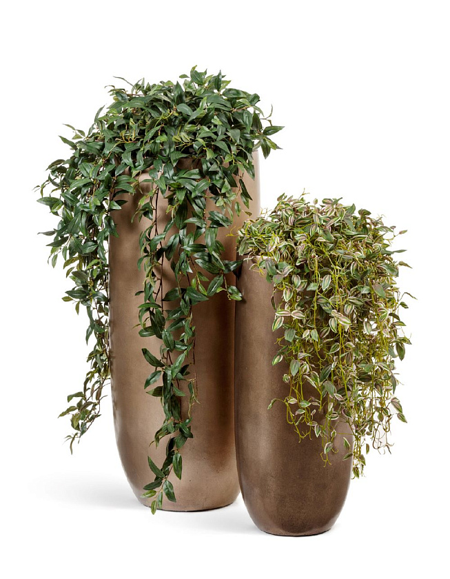 Кашпо Эффектори Металл высокий округлый конус темное матовое золото_3