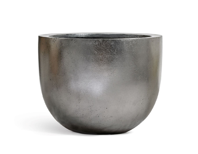 Кашпо Эффектори Металл низкая конус-чаша стальное серебро_2