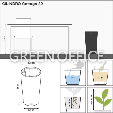 Кашпо Lechuza Cilindro Cottage (белый) - Фото 3