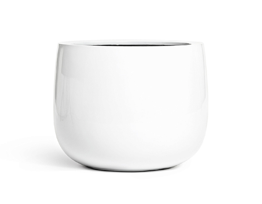 Кашпо Эффектори Глосс низкая широкая чаша белый глянцевый лак_