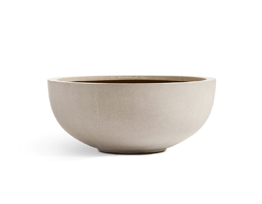 Кашпо Эффектори Бетон низкая плоская чаша белый песок_2