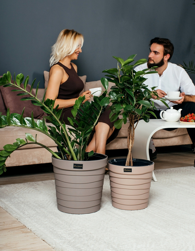 Кашпо Дюна со вторым дном (кремовый)_1