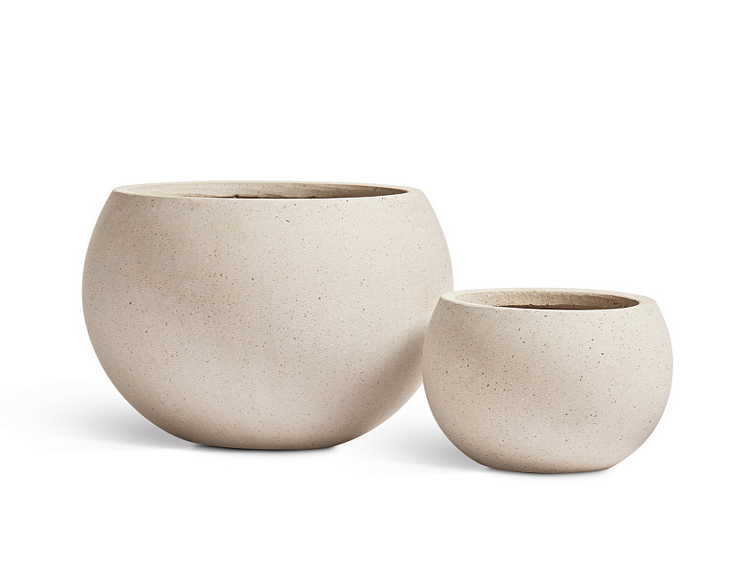 Кашпо Эффектори Бетон полусфера белый песок_4