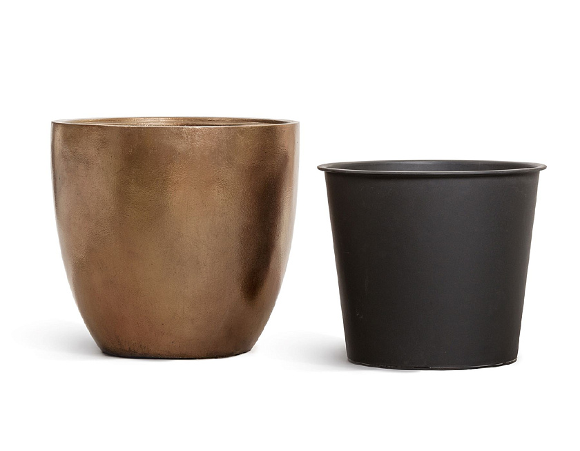 Кашпо Эффектори Металл округлый конус тёмное матовое золото_3