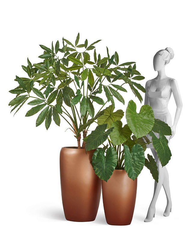 Кашпо Эффектори Металл высокий округлый конус лаковое темное золото_10