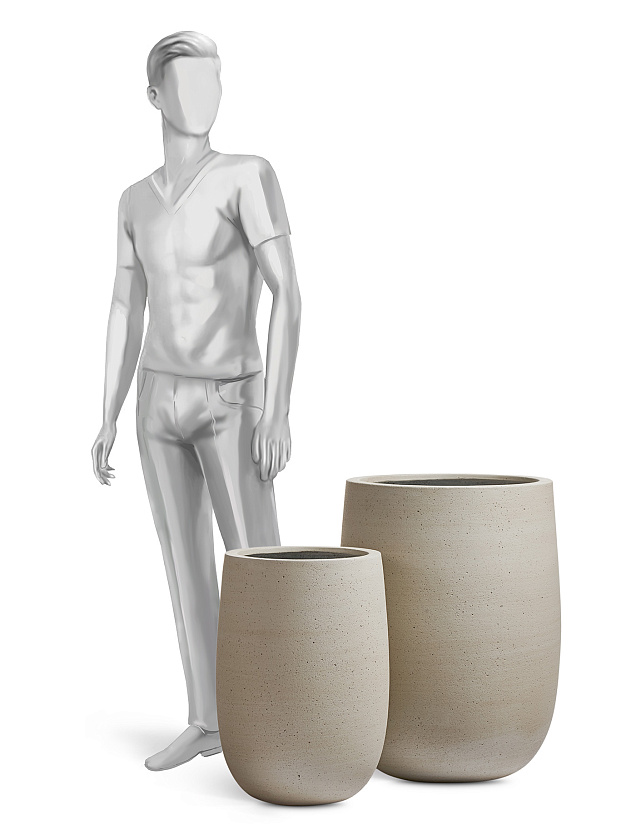 Кашпо Эрго Файн Рок Высокая округлая чаша Белый песок_7
