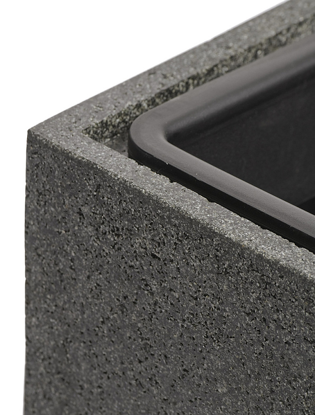 Кашпо Эффектори Стоун Куб Тёмно-серый камень_4