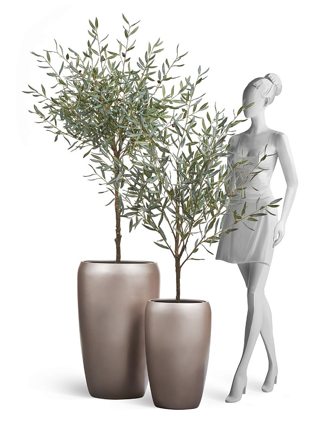 Кашпо Эффектори Металл высокий округлый конус лаковое темное серебро_7