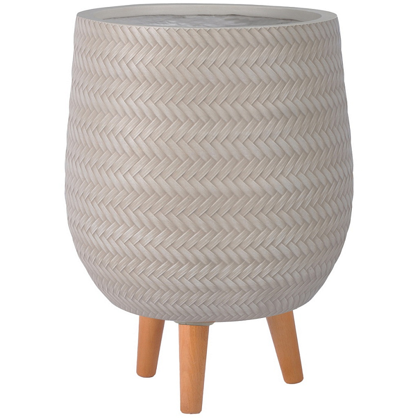 Кашпо Плейт Овальное с подставкой бежевое_