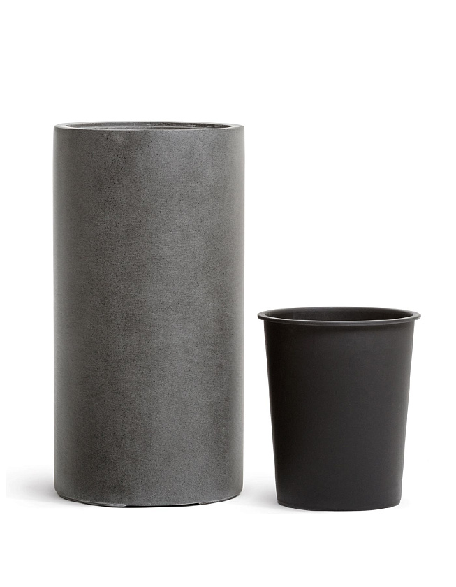 Кашпо Эффектори Бетон высокий цилиндр тёмно-серый бетон_3