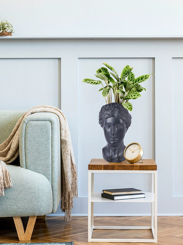 Кашпо Античная женская голова черное_