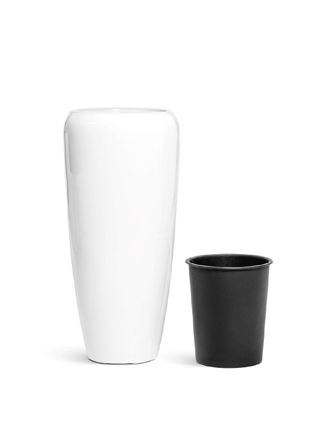 Кашпо Эффектори Глосс высокий конус Дизайн белый глянцевый лак_6