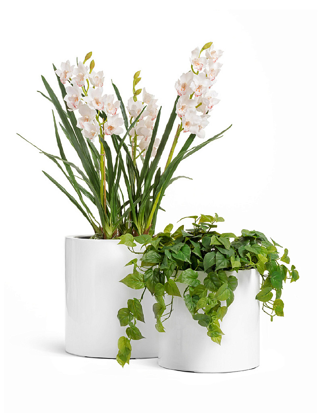 Кашпо Эффектори Глосс цилиндр белый глянцевый лак_2