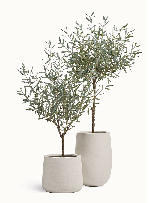 Кашпо Эрго Файн Рок Высокая округлая чаша Белый камень_5