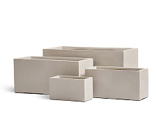 Кашпо Эффектори Бетон низкий прямоугольник белый камень