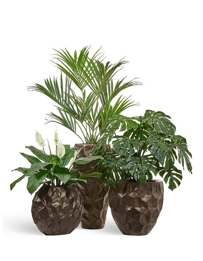 Кашпо Эффектори Металл Плоская сфера Дизайн Крампл Черненая бронза_5