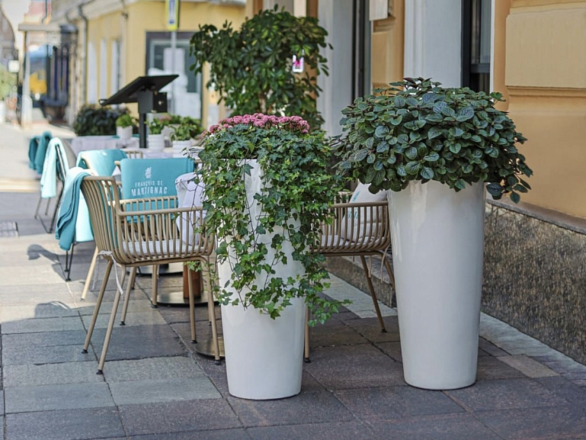 Кашпо Эффектори Глосс высокий конус белый глянцевый лак_5