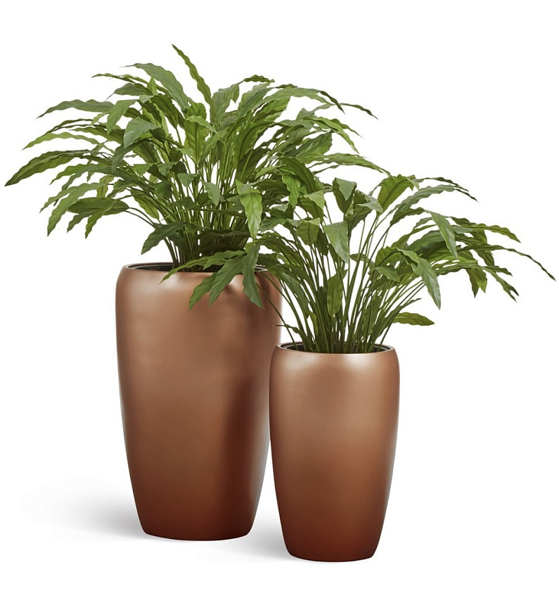 Кашпо Эффектори Металл высокий округлый конус лаковое темное золото_12