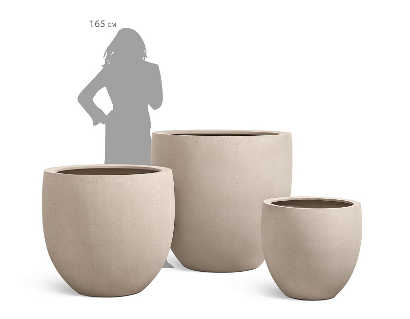 Кашпо Эффектори Бетон Большой округлый конус Белый песок_3