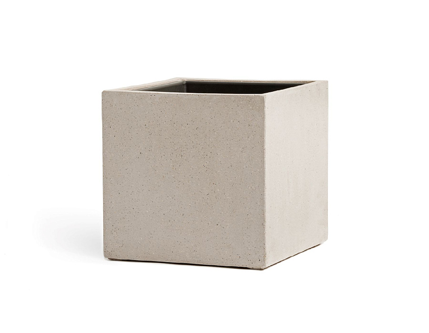 Кашпо Эффектори Бетон куб белый песок_3
