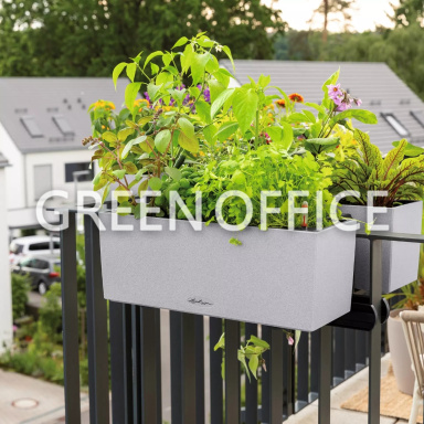 Кашпо Lechuza Balconera Stone 40 (песочный белый) - Фото 4