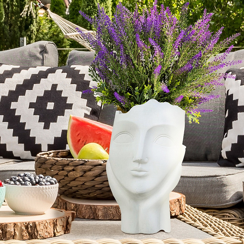 Кашпо Женская голова белое_1
