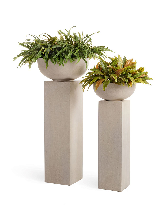 Кашпо Эффектори Бетон низкая плоская чаша белый песок_5