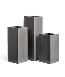 Кашпо EFFECTORY BETON высокий куб темно-серый бетон