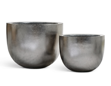 Кашпо EFFECTORY METALL низкая конус-чаша стальное серебро