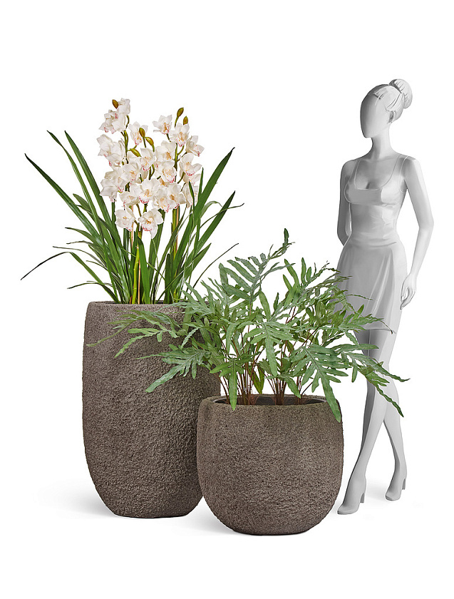 Кашпо Эффектори Терра Высокая чаша серый беж_7