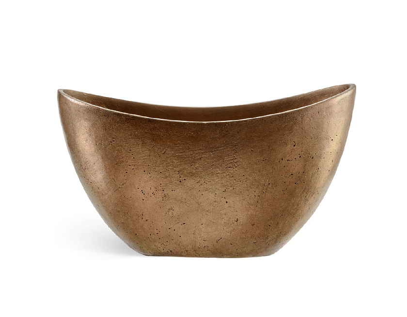 Кашпо Эффектори Металл Ваза-Лодка малая Темное матовое золото_2