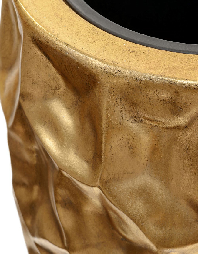 Кашпо Эффектори металл Высокий округлый конус Дизайн Крампл Сусальное золото_4