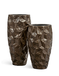 Кашпо Эффектори металл Высокий конус Дизайн Крампл Черненая бронза