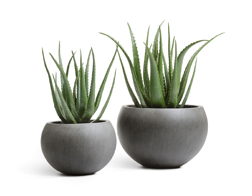 Кашпо Эффектори Бетон полусфера тёмно-серый бетон_4