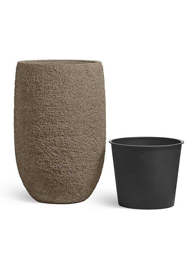 Кашпо Эффектори Терра Высокая чаша серый беж_1
