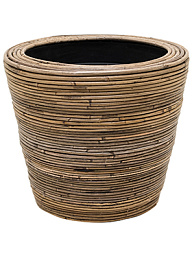 Кашпо Drypot rattan stripe round grey cylinder