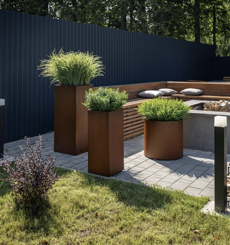 Кашпо Эффектори Кортен Стил Циллиндр Кортеновская сталь Бархатистая окись_3