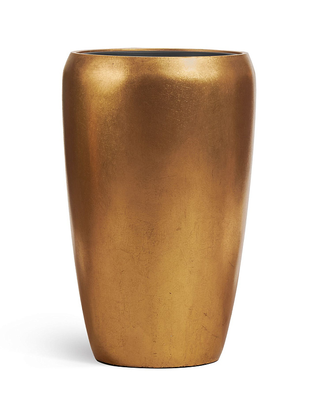 Кашпо Эффектори Металл высокий округлый конус сусальное золото_2