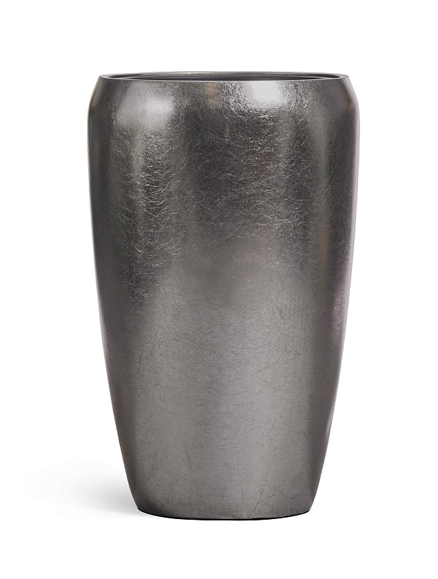 Кашпо Эффектори Металл высокий округлый конус стальное серебро_2