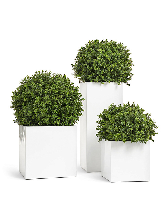 Кашпо Эффектори Глосс высокий куб белый глянцевый лак_5