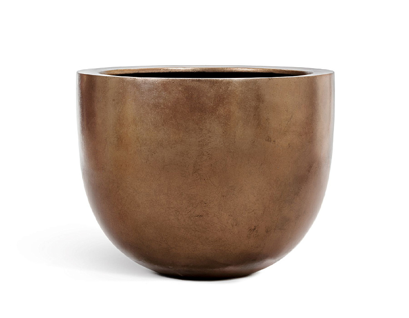 Кашпо Эффектори Металл низкая конус-чаша тёмное матовое золото_2