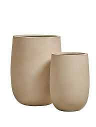 Кашпо Эрго Файн Рок Высокая округлая чаша Песок теплый беж